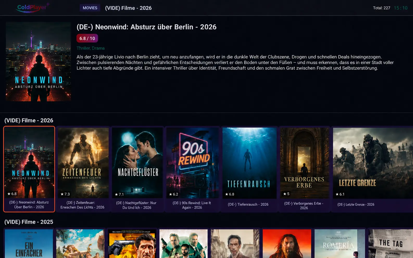 ColdPlayer+ Netflix-Layout für Filme